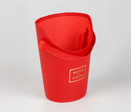 Коробка под цветы, с ручкой, 17x14x22 см, красный (W6642)