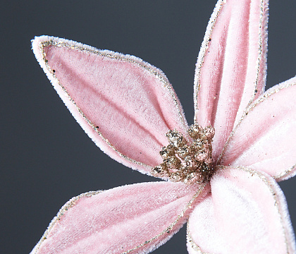 Декоративный новогодний цветок Пуансетия D12 см, 1 шт., светло-розовый