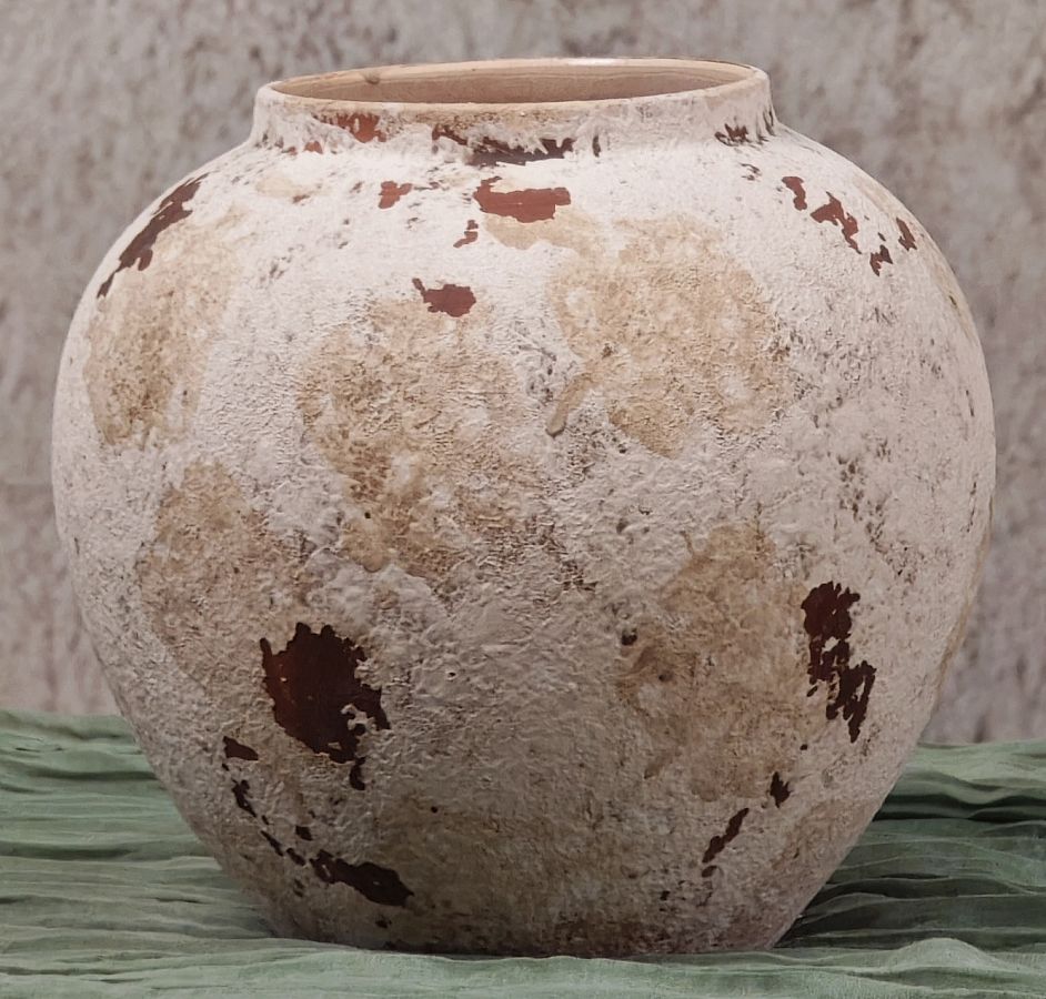 Ваза керамическая декоративная, цвет коричнево-оранжевый, 21*22 см.