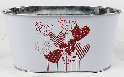 Декоративное овальное кашпо "Отражение любви" 19.5X11.5XH9 см,  металл