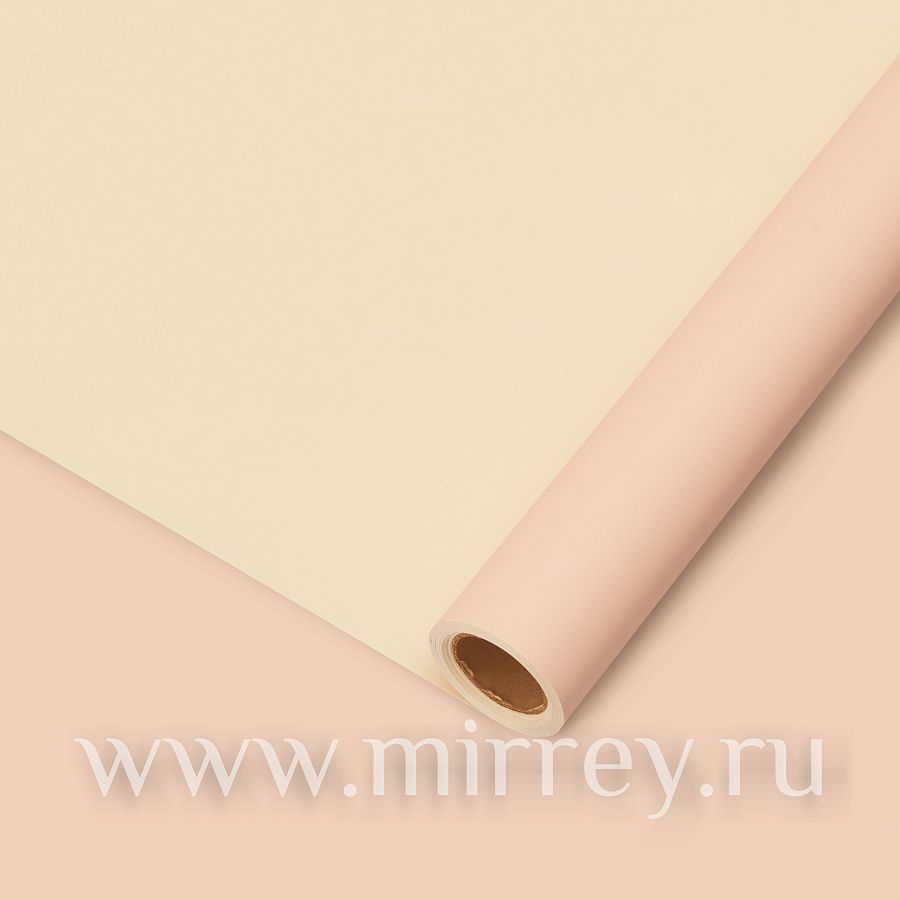 Упак. материал флористическая пленка"DOUBLE SIDE" 65 мкр, 58 см х 10м, розовый/бежевый