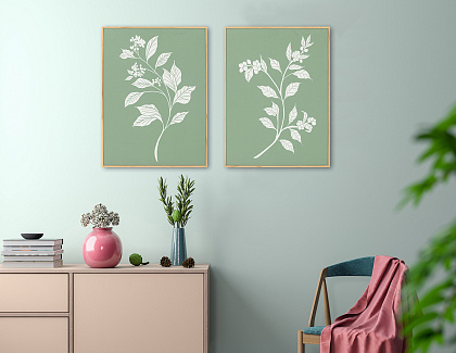 Набор постеров "Гербарий" 2 шт., рама пластиковая, 40,6x30,6x3