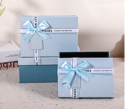 Набор коробок подарочных 22,5*16*9,5, 20*14*8, 17,5*12,5*6,5 см, 3 шт., голубой