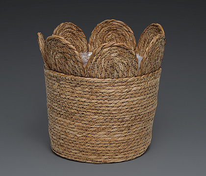 Корзина плетеная (рогоз): D25xH20xHH28 BD20, натур.