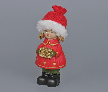 Декоративное новогоднее изделие Девочка, 14 см, красный