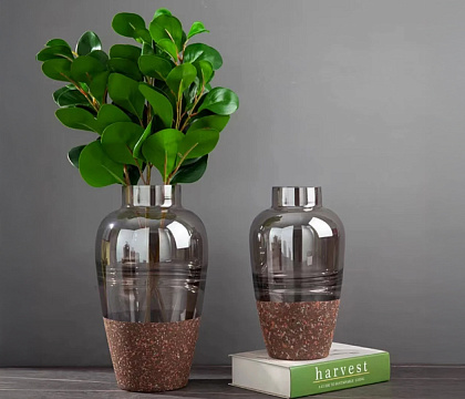 Ваза стеклянная D16 * H32 см, 1 шт., коричневый