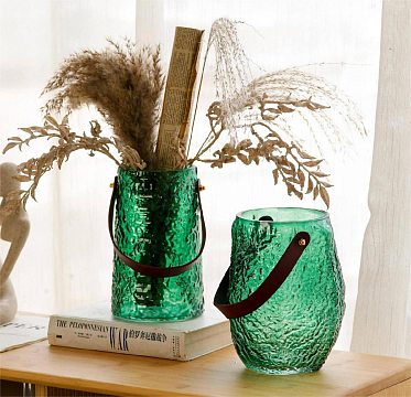 Ваза стеклянная D16,5 * H19,5 см, 1 шт., зеленый