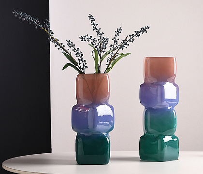 Ваза стеклянная D10 * H28,  1 шт., мультиколор