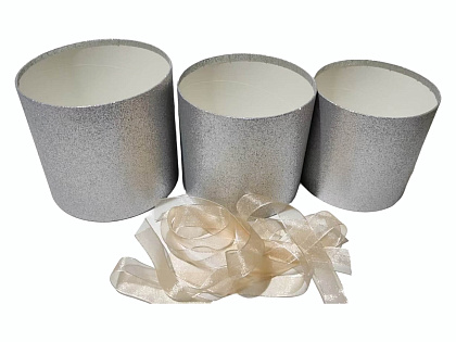 Набор коробок для цветов без крышки "Созвездие любви" 18*17, 15*14,5, 13*12 см, 3 шт., серебро