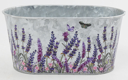 Декоративное овальное кашпо "Лавандовый сад" 19.5X11.5XH9CM. металл