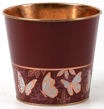 Декоративное кашпо "Бабочки" D13,5XH12,2CM/B10, металл, бордовый