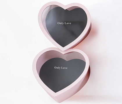 Набор коробок для цветов в виде сердца 46*46*18, 44*44*17 см, 2 шт., св.розовый