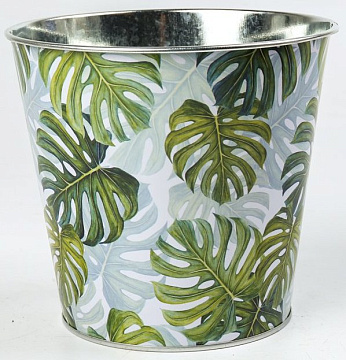 Декоративное кашпо  "Пальмовые листья" D15X13.8см B11 см, металл