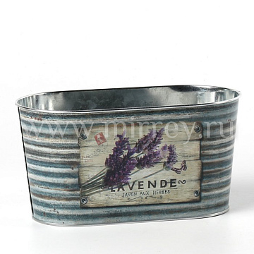 Декоративное овальное кашпо "Лаванда" 22.5X11.5XH12 см. металл