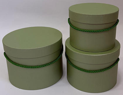 Набор коробок с ручкой 19,7x14,5 см, 17,2x13 см, 14,6x11,3 см, оливковый