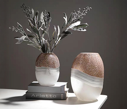 Ваза стеклянная D15 * H20 см, 1 шт., молочно-коричневый