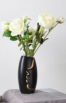 Ваза керамическая, цвет черно-золотой, 12,5*9*23,5 см