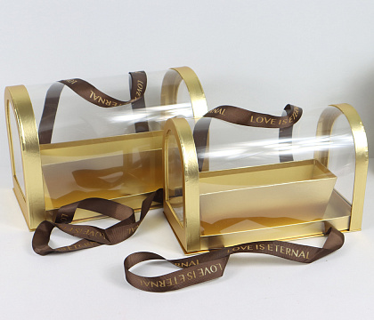 Набор коробок для цветов " 30*16,5*20,5H, 28*14*17,9H см, 2 шт., золотой