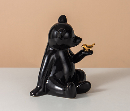 Статуэтка декоративная "Мишка", керамика, цвет черный, 20*16*23 см