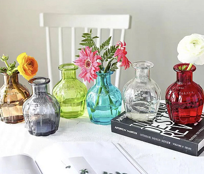 Ваза стеклянная D11 * H14 см, 1 шт., серый