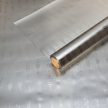 Упак. материал флористическая пленка, металлическая Новогодняя, 40 мкр, 58 см х 10 м, серебро