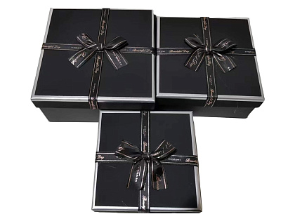 Набор коробок подарочных 19*19*9,8, 17*17*8, 15*15*6,5 см, 3 шт., черный