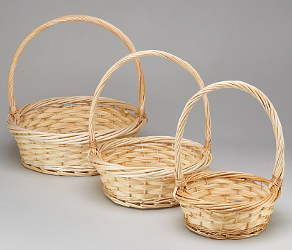 Набор корзин плетеных (ива): D42xH14xHH45 BD34, D35xH13xHH40  BD28, D27xH11xHH35  BD21, 3 шт. натур