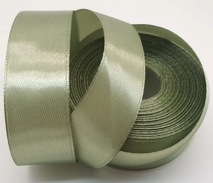 Лента атласная, на картонн.катушке, односторонняя, 25 мм х 100 ярд, зеленый мох (5 шт)