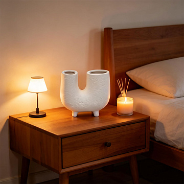 Ваза керамическая, цвет белый, 21*9,5*18 см