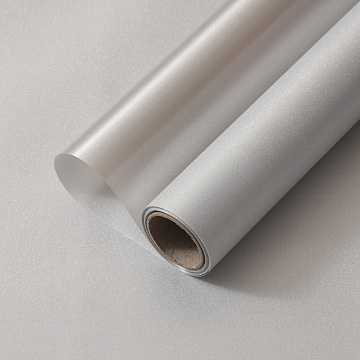 Упак. материал флористическая пленка "Мерцание", 150 мкр, 49 см х 5 ярдов , серебристый