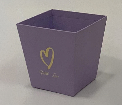 Коробка под цветы трапеция "С любовью" 11x11 см, нежно-сиреневый