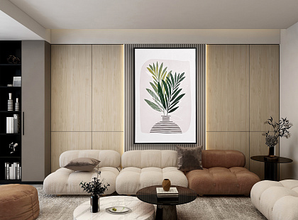 Картина "Ветки оливы", 30% ручная работа, рама пластиковая, 60x90