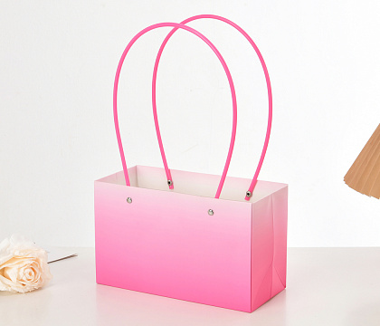 Пакет подарочный "Мастхэв градиент" прямоугольный, 22х10х13 см, 10 шт./упак., розовый