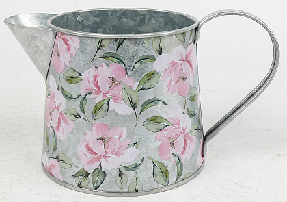 Декоративное кашпо-кувшин "Нежные пионы" 18.5XD11.5XH9.5/10.5CM, металл