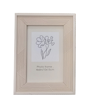 Фоторамка декоративная линованная из пластика со стеклом, цвет светлое дерево, 10x15 см