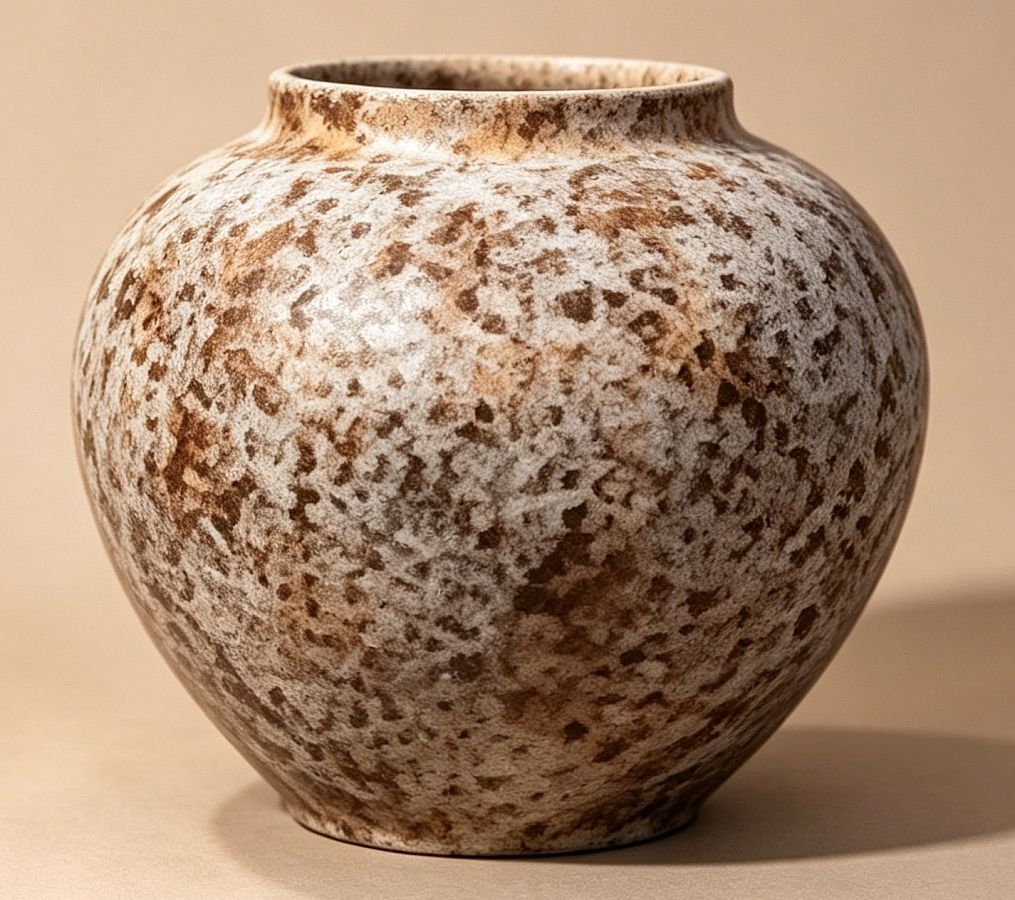 Ваза керамическая декоративная, цвет бежево-коричневый, 21*22 см.