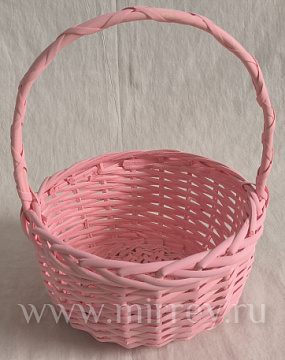 Корзина плетеная (ива), 23*23*12.5*28 см, 1 шт., розовый