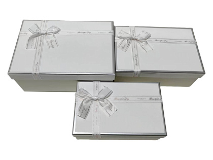 Набор коробок для подарков 23*16*9,5, 21*14*8, 19*12*6,5 см, 3 шт., белый