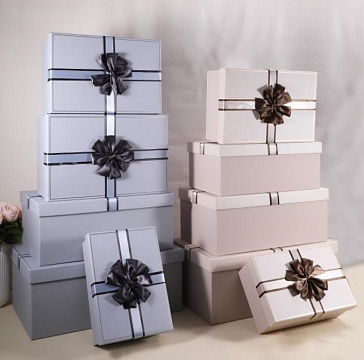 Набор коробок подарочных 53*35*22, 47*31,5*19,5, 42*27,5*17,5, 38*25,5*15,5, 32*22*14 см, 5 шт., светло-бежевый