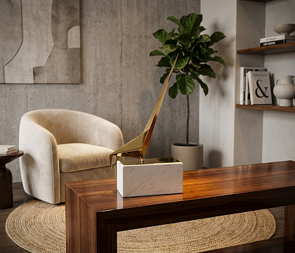 Статуэтка декоративная серия "Оригами", цвет золото, 22*8,5*39 см