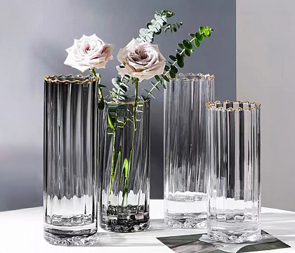 Ваза стеклянная D10 * H25, 1 шт.,серый