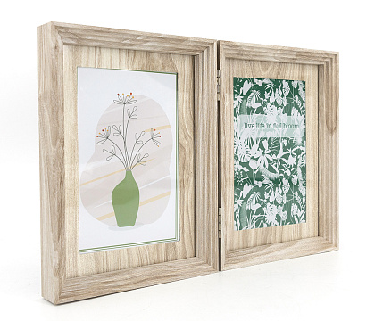 Фоторамка-коллаж складная декоративная из МДФ для 2 фотографий от 10x15 до 13х18 см., со стеклом, 14,3x5х19,4 см