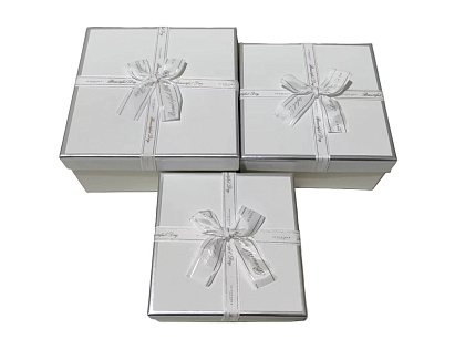 Набор коробок подарочных 19*19*9,8, 17*17*8, 15*15*6,5 см, 3 шт., белый