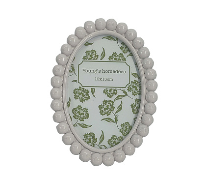 Фоторамка декоративная из эпоксидной смолы овальная, серия "Бабл", цвет белый, со стеклом, 10x15 см