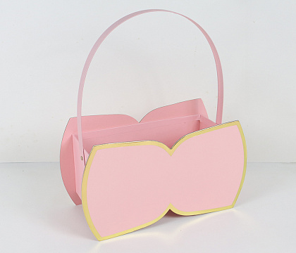 Коробка для цветов/подарков "Бантик" 24*10,3*13,5(28,5)H см, 1 шт., св.розовый