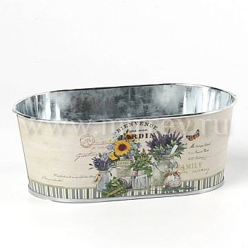Декоративное овальное кашпо "Кантри" 17X10XH6.5 см. (матовый финиш). металл