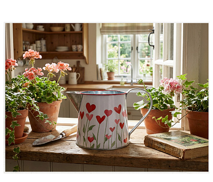 Декоративное кашпо-кувшин "Растущие сердца" 18.5XD11.5XH9.5/10.5CM, металл