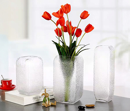 Ваза стеклянная D10 * H30 см, 1 шт., прозрачн.