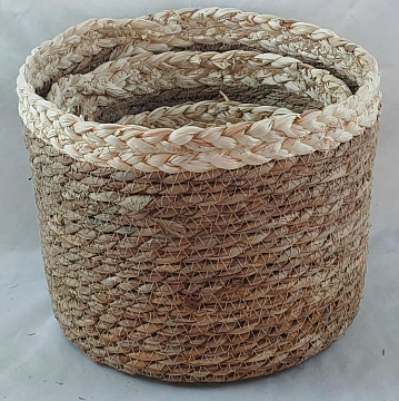 Набор корзин плетеных (рогоз): D25XH19 BD22, D22XH17 BD18, D16XH13 BD12, 3 шт.