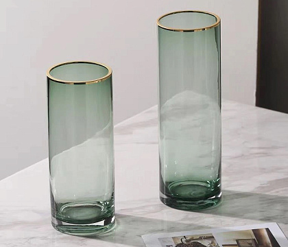 Ваза стеклянная D10 * H25, 1 шт., зеленый